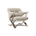 "Moderne Luxe Fauteuil met Minimalistisch Design en Metalen Basis"