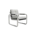 Moderne lounge stoel met aluminium frame en gestoffeerde zitting
