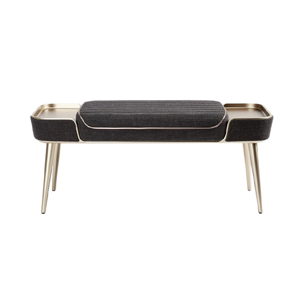 Moderne Salontafel met Lederen Kussen en Metalen Onderstel