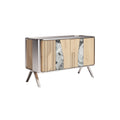Moderne Eikenhouten Dressoir met Aluminium Afwerking en Gecombineerde Texturen